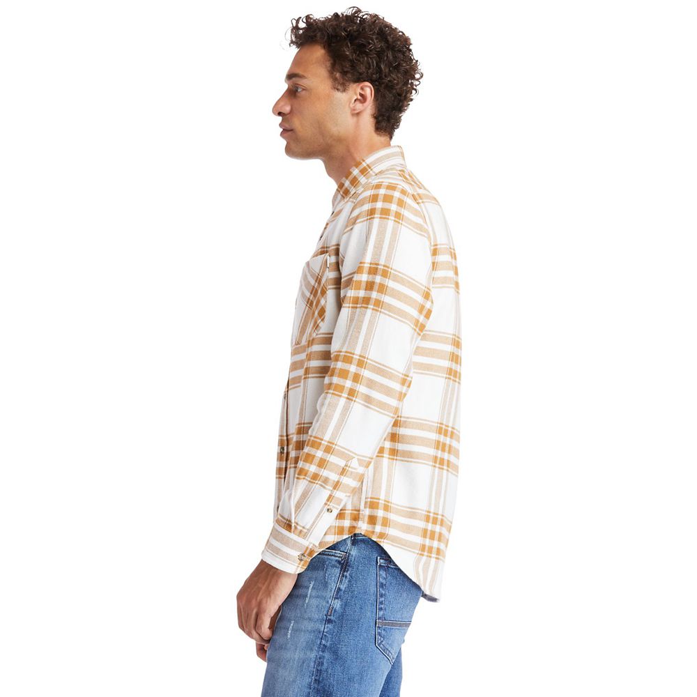 Timberland Mens Shirts Back River Heavy Flannel - Brown/White - India HU6351280